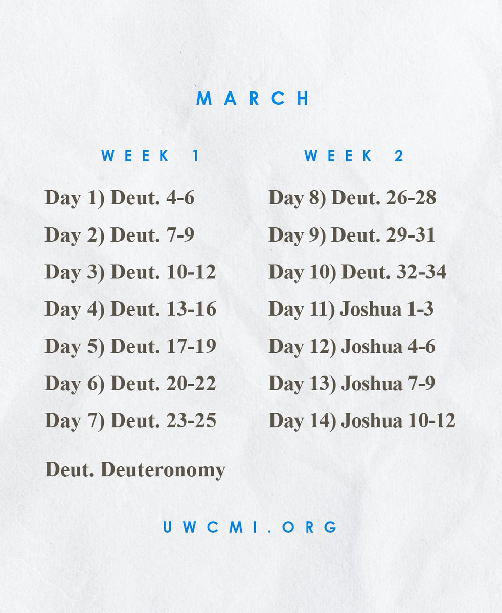 unidosdp's tweet photo. March Bible Reading Guide: Weeks 1 and 2.

Remember that you can join us in the Bible reading by following the 2026 Calendar graciously provided by our Bishop Daniel Ponce. 

If you don’t have your calendar, please let us know. https://t.co/g0sH3Bkr0n