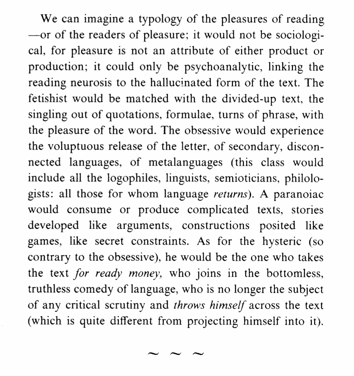 kukukadoo's tweet photo. tag yourself in barthes's typology of the pleasures of reading (i'm the fetishist) https://t.co/SV9HSCDmCO