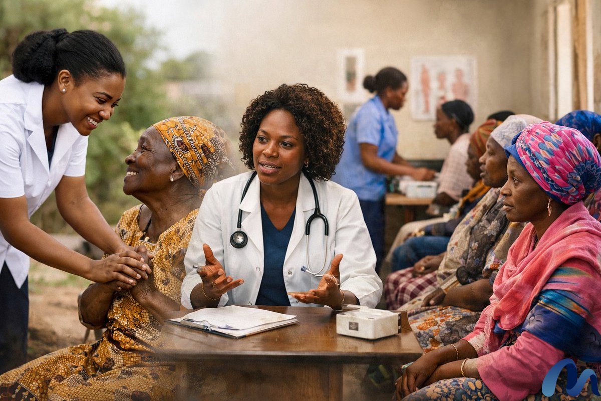Medn_Tech's tweet photo. Community participation is central to the realization of strong health systems.  That means listening to communities and co-designing solutions that reflect their everyday realities. 

Read more: https://t.co/C4jBkDUzcL

#cervicalcancer #WomensHealth https://t.co/AeRcTYml3M