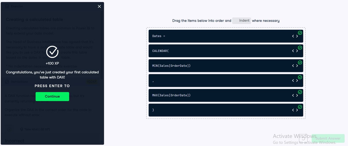 AdeOlaAyo_123's tweet photo. #Day24, Learning Data Analytics with @DataFestAfrica
Today, I completed the Introduction To Data Analysis eXpression (DAX) on Power BI, working with Date Table, creating a Calculated Table, Dates and Quick Measures
#30DaysOfDataChallenge
#DCA
#DCDonates https://t.co/b9NkpqE3qH