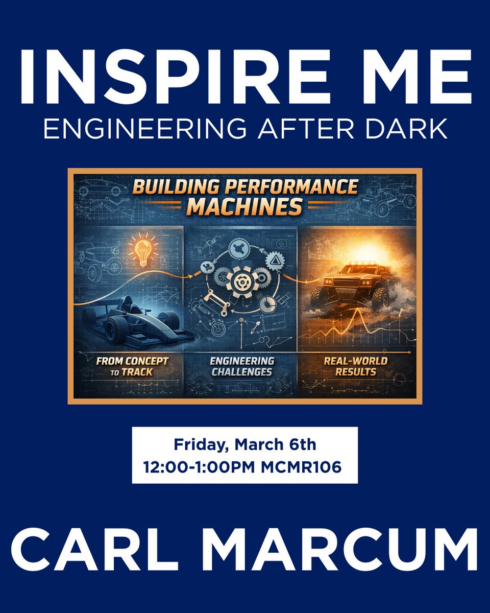 BoiseStateMBE's tweet photo. InspireME Seminar Series: Carl Marcum 🚨

Join us for “Engineering After Dark” with Carl Marcum, Vice President of YMC, Inc. and Licensed Professional Engineer.

📅 Friday, March 6th
⏰ 12:00 PM – 1:00 PM
📍 MCMR 106 https://t.co/7MBE4t96aL