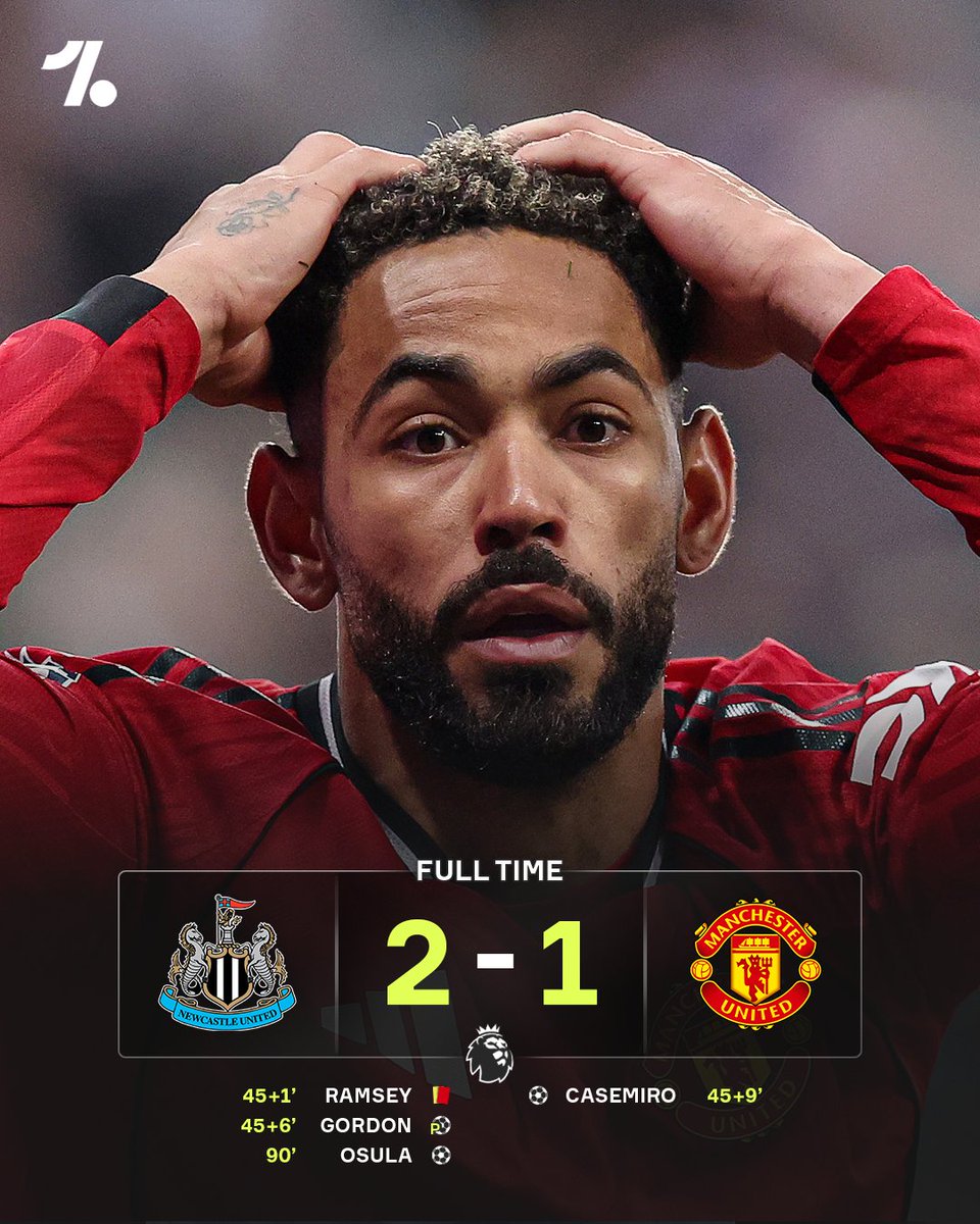 OneFootball's tweet image. 10-men Newcastle hand Michael Carrick his first defeat as Man United manager thanks to a wonder strike from Will Osula 🤯👏