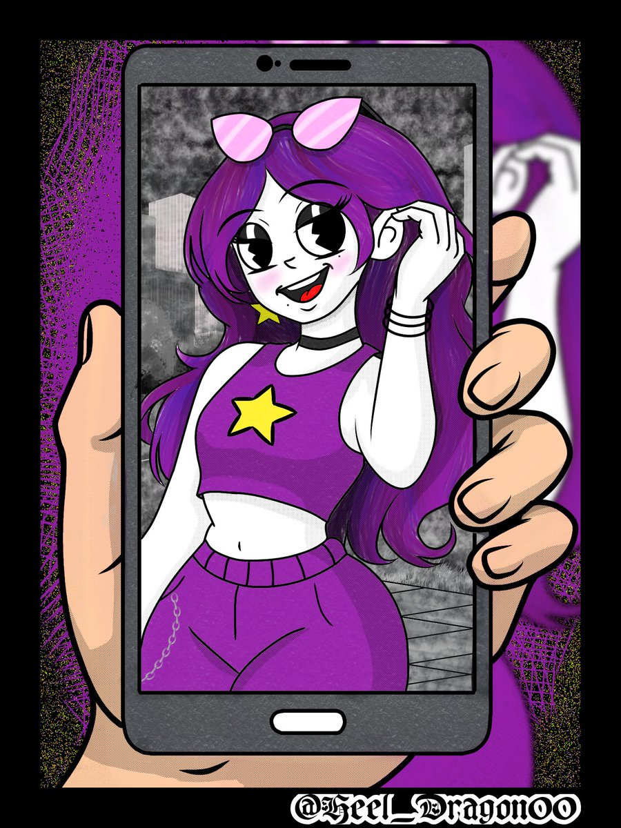 Just finished a fanart for my fave artist <a href="/morapastel01/">morita⭐️</a> 💜🤍⭐ your new redesign had me staring way too long 😳… loved it so much I had to draw you again (for the 6th time... But who's counting 😅). Your art’s been living in my head 💭💕 &amp; honestly, I don’t mind 🖤🤍
#artmoot
