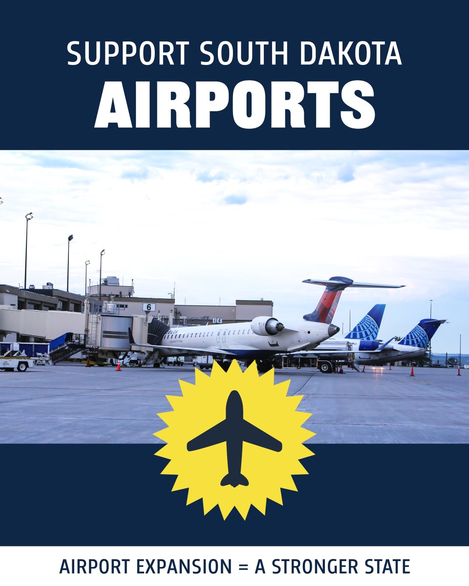 RCAirport's tweet image. #SB76 is heading to the House floor. It's a $15M 2% low-interest loan to help fund Rapid City And Sioux Falls terminal expansion projects. 
Contact your House rep today to SUPPORT SOUTH DAKOTA AIRPORTS. ✈️