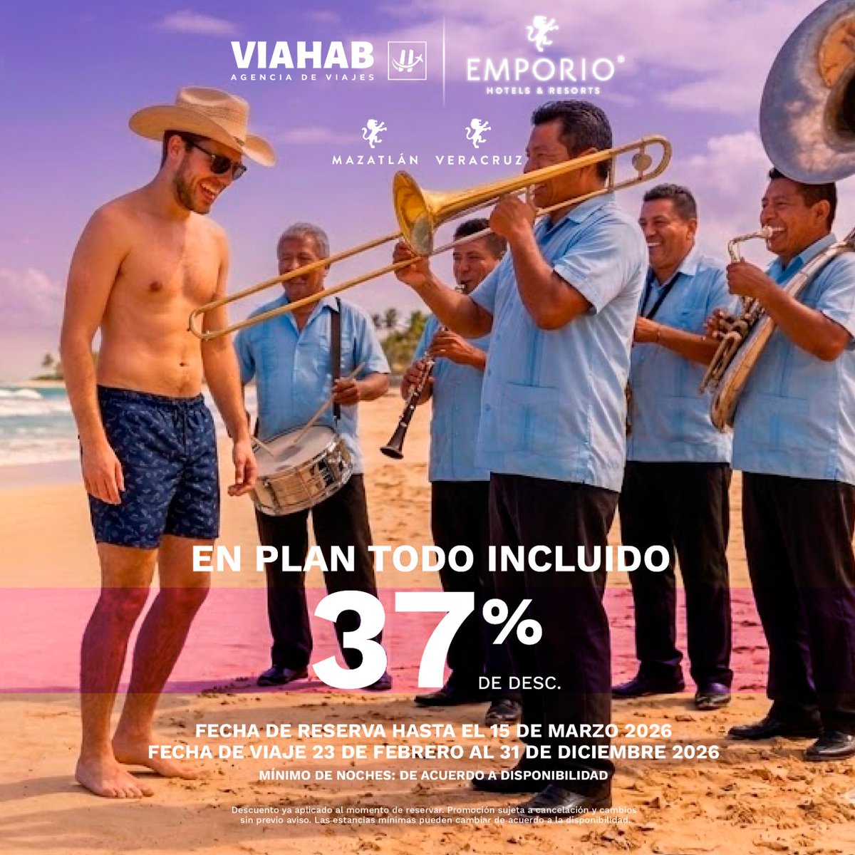 VIAHABOficial's tweet photo. ¿Soy solo yo o el cuerpo ya pide hotel con todo incluido? 🍹🏃♂️
En VIAHAB te soltamos el 37% OFF para Hoteles Emporio (Mazatlán o Veracruz).
⚠️ Tienes hasta el 15 de marzo para reservar. ¡No digas que no te avisamos! ✈️💨
#ViajesTodoIncluido #VIAHAB #Mazatlán #Veracru https://t.co/qqmNovOtKB