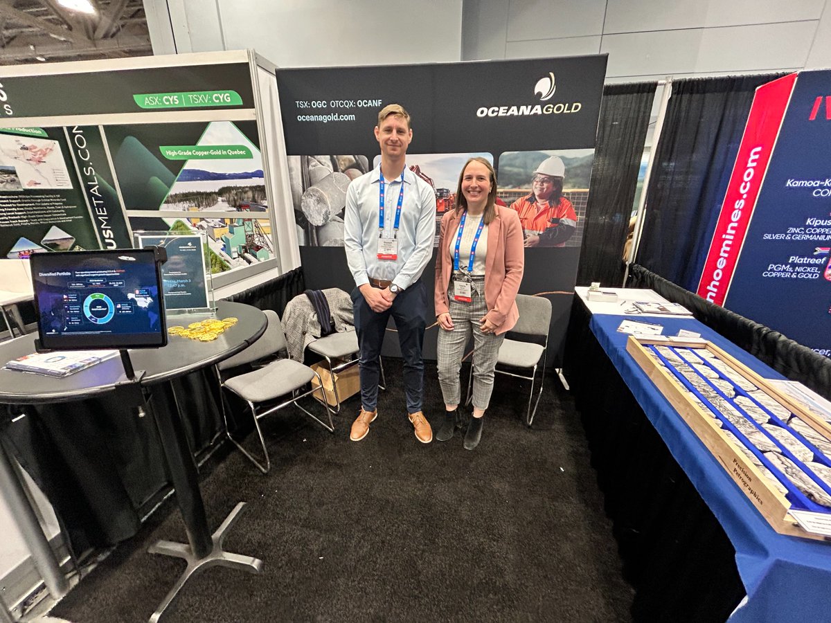 OceanaGold's tweet photo. And that's a wrap on another successful #PDAC2026 conference! 

Our CEO & President Gerard Bond took to the stage to present OceanaGold's strategy, portfolio, and the path ahead. Members of our Investor Relations, Exploration and Business Development teams were on the ground all week, engaging with partners, peers, and future talent at our tradeshow booth. The dialogue around strategy, capital allocation, and disciplined growth was a true reflection of a sector that's energized and thinking long term.

Key takeaways from our conversations: 
💡 Interest in our assets and cash generative operations remains strong
🏦 Our capital allocation strategy and balance sheet remain top of mind
🤝 Talent and partnership conversations signal increased interest in our business
🌍 Our diversified, multi asset portfolio continues to resonate with the market

Thank you to everyone who visited our booth. If you missed our presentation, you can find a copy here:
https://t.co/T21KFqTSqv

#OGC #GoldMining #ResponsibleMining #InvestorRelations #MetalsAndMining #MineralExploration