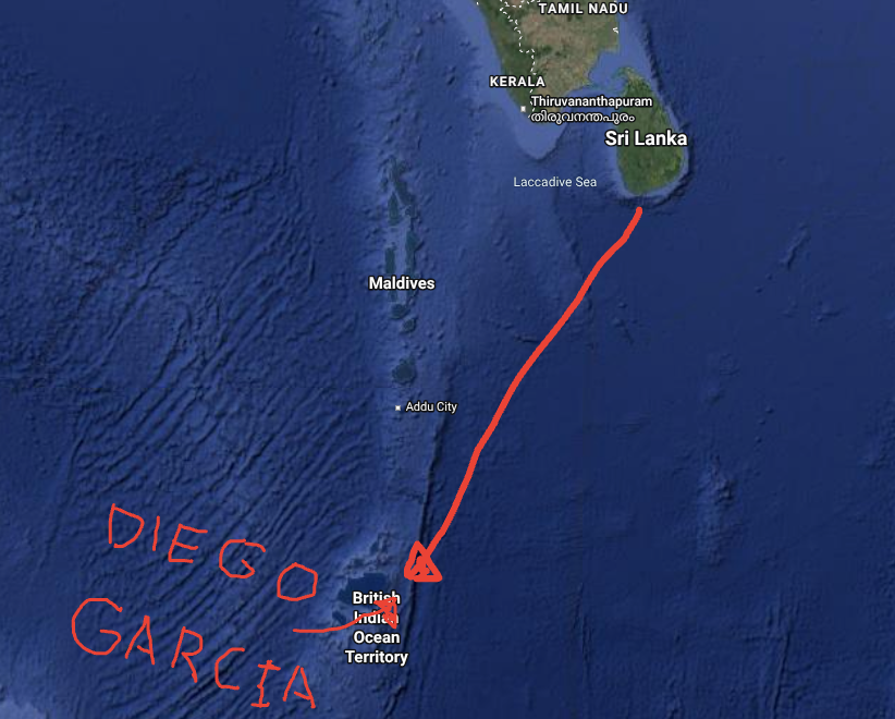 I don't pretend to be an OSINT account. But I can read a map.
Sri Lanka is 1,100 miles away from Diego Garcia. At a speed of 35 knots, the IRIS Dena could have reached it 31 hours.
One of Iran’s newest warships, it was armed with heavy guns, surface-to-air missiles, anti-ship