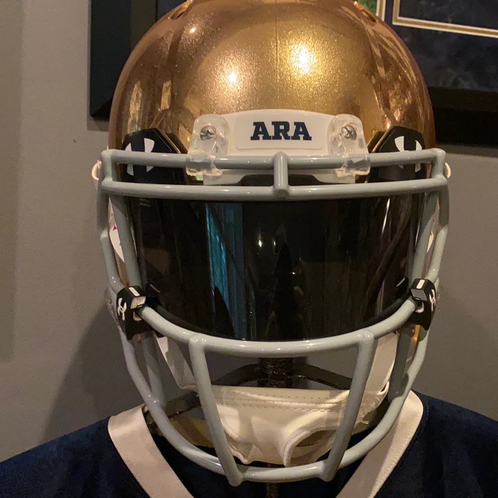 OneFootDown's tweet photo. I fully expect Notre Dame to put LOU on the helmet this season… which is going to look pretty spectacular when they raise their helmets up to heaven after winning the national championship. https://t.co/eFTqyj9j8A