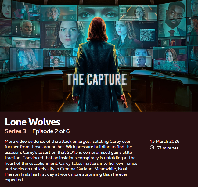 Title, synopsis, and running time for the first two episodes.
Source: bbc.co.uk
#killianscott #noahpierson #thecapture #bbc #irish #irishactor