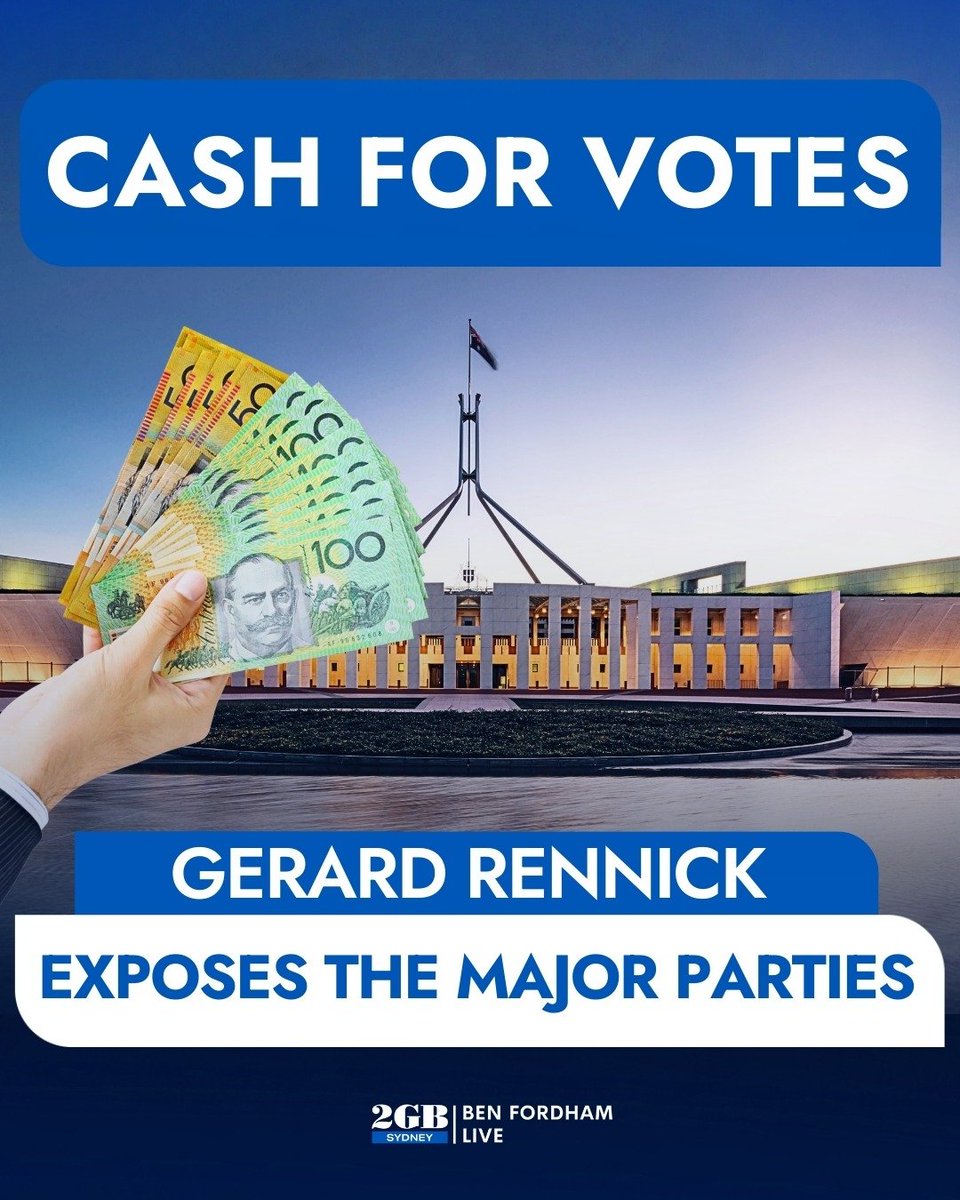 BenFordhamLive's tweet photo. A former Senator is exposing the major parties.

They receive taxpayer funding for every vote they receive.

And the amount they get has just increased by more than 47% !

Listen to the details HERE.

🎧https://t.co/l8DwGKz9V8🎧 https://t.co/QpHtiYwOn6