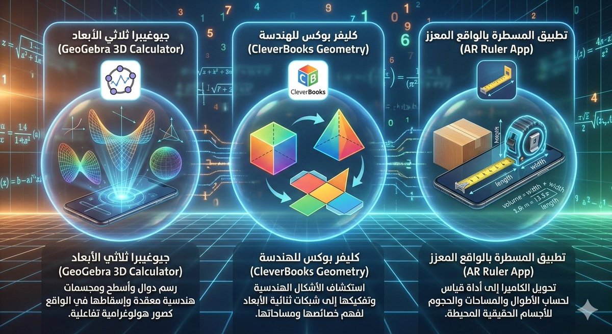 almehmadi_sa's tweet image. #فائده|🌌

حوّل حصة الرياضيات لمتعة بصرية
 بـ #الواقع_المعزز #AR 

GeoGebra(مجسمات تفاعلية تطفو أمامك)🧮

geogebra.org

CleverBooks(فكّك الأشكال وافهم زواياها)📐

cleverbooks.eu

AR Ruler(مسطرة ذكية)📏 

apps.apple.com/us/app/metrix-…

#التعليم
#التحول_الرقمي