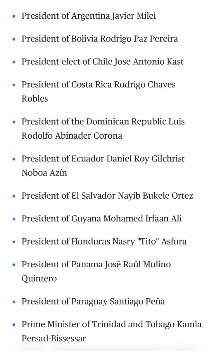 anonopshispano's tweet photo. 🚫 EXCLUIDA: El portazo de Trump al régimen de Sheinbaum

Mientras el mapa político de América se redefine, México se queda fuera. La Casa Blanca ya publicó la lista oficial para la importantísima cumbre "Shield of the Americas" este 7 de marzo en Miami, y el mensaje es brutal: @Claudiashein no está invitada.

📍 Lo que debes saber:
 * El Evento: Donald Trump reúne a los líderes que sí considera aliados estratégicos en su resort de Doral, Florida.
 * La Agenda: Temas críticos de seguridad regional y geopolítica que marcarán el rumbo del continente.
 * El Contraste: Mientras figuras como Javier Milei (Argentina), Nayib Bukele (El Salvador) y el recién electo José Antonio Kast (Chile) se sientan a la mesa, el gobierno de México es ignorado.

El análisis es simple: Washington está armando un "escudo" con quienes comparten su visión, y para la administración Trump, el régimen de Sheinbaum simplemente no cuenta, cual vil paria regional. México pierde su silla en las decisiones más importantes de la región.
¿Es este el mayor síntoma de un aislamiento diplomático para México? Déjanos tu opinión en los comentarios. 👇

#ShieldOfTheAmericas #Trump2026 #MéxicoExcluido #Geopolítica #Sheinbaum