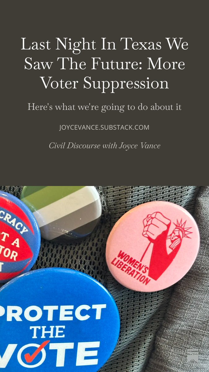 We shouldn’t have to fight just to be able to exercise a right, but primary night in Texas made it clear we will have to. Here’s what you need to know and how to get ready to do it. joycevance.substack.com/p/last-night-i…