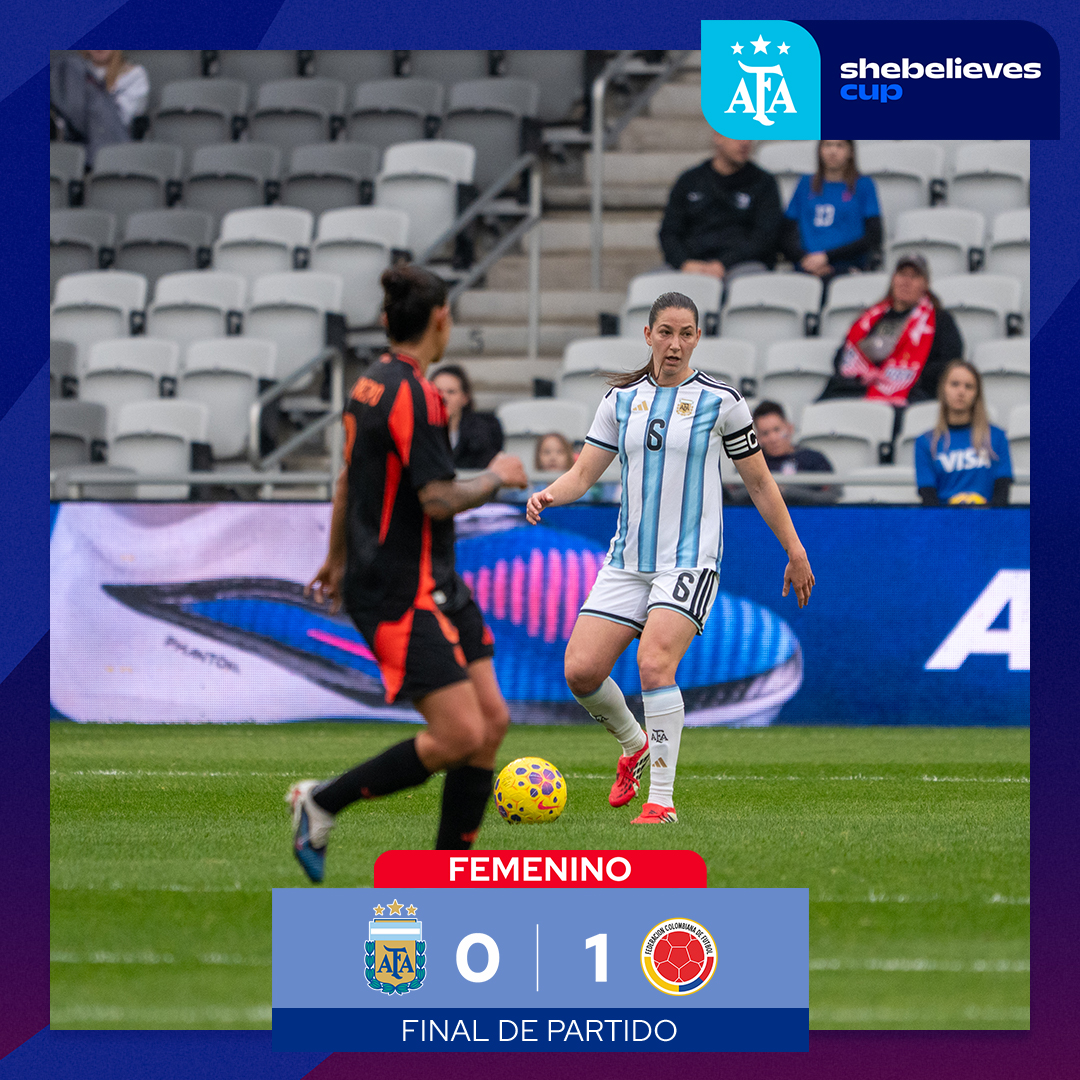 Argentina's tweet photo. 🏆 #SheBelievesCup
🗓 Fecha 2
⚽️ #Argentina 🇦🇷 0 - #Colombia 🇨🇴 1 (L. Caicedo)
⏱ Final del encuentro
📍 Columbus, Estados Unidos https://t.co/E81DSLZv71