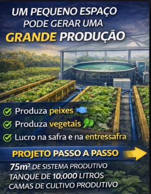 estufa moderna para produzir peixes e plantas