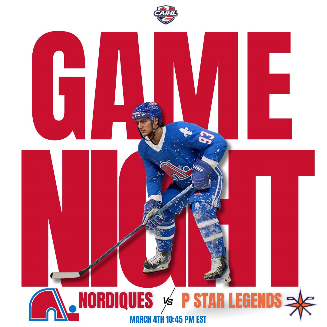 Taking on the P Star Legends tonight in our second week of CAIHL action!

⏰: 10:45 PM EST
📺: twitch.tv/bennycunni93