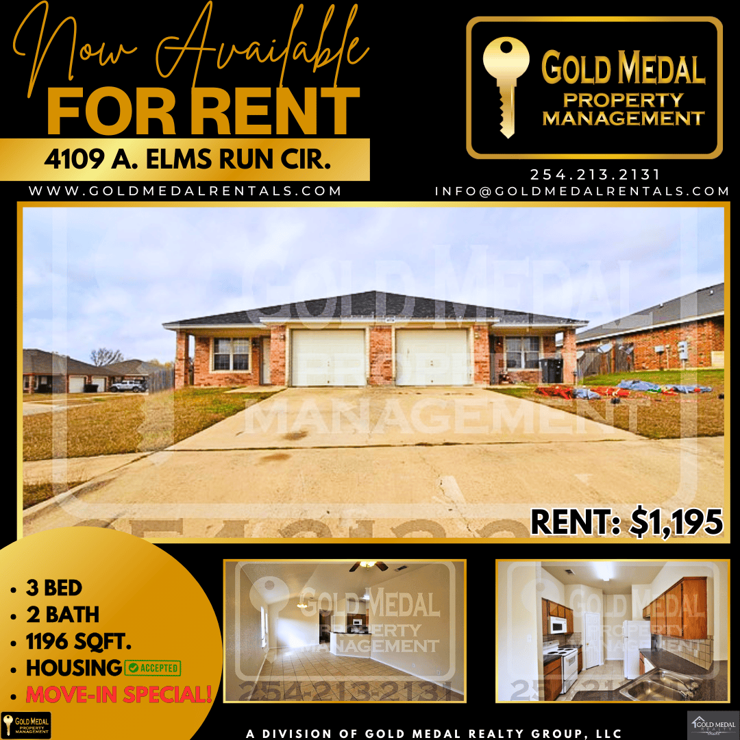 GMRentals's tweet photo. Check out 4109 A Elms Run Circle, Killeen, TX 76542 — a comfortable rental that’s waiting for its next residents! 🔑💛

Click the link below for a sneak peek inside: 🎥 
https://t.co/PbBp755mwf

#KilleenTX #NowLeasing #ForRent #TexasRentals #CentralTexasLiving https://t.co/v4u2LXMx0B