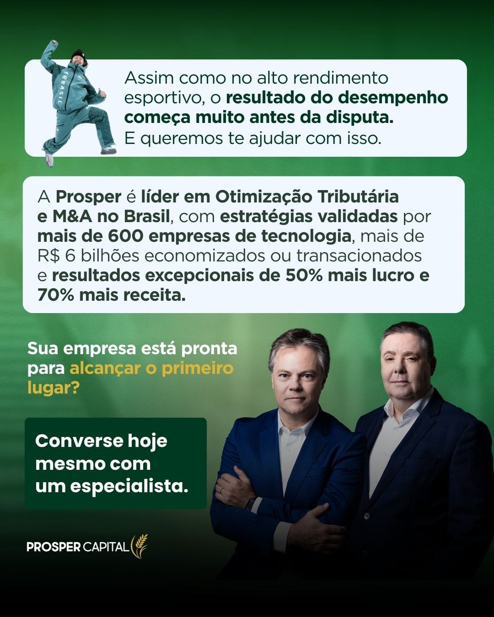 prospercapital's tweet photo. O ouro do Brasil nas Olimpíadas de Inverno prova que resultado é construção, não acaso. No SaaS, a lógica é a mesma: estrutura define quem lidera. A Prosper atua com Otimização Tributária e M&amp;A para transformar eficiência em lucro 50% maior. Veja https://t.co/rau3S7Nxk5 https://t.co/3VWesPchKb