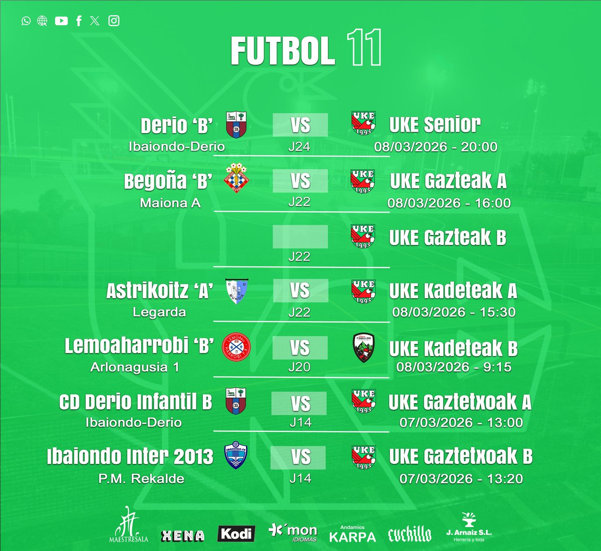 📣Asteburu honetako partidak:

💚🤍