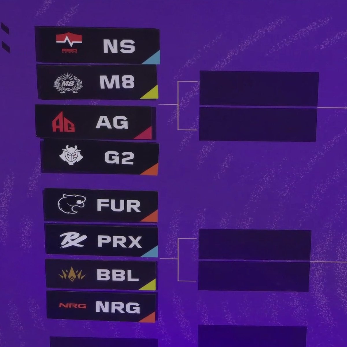 #VALORANTMasters Santiago Playoff R1 Matchups 

NS RedForce vs Gentle Mates
All Gamers vs G2 Esports
FURIA vs Paper Rex
BBL Esports vs NRG