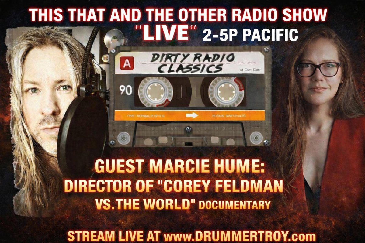 drummertpf's tweet photo. #TTTO is already truck'n at #DirtyRadioClassics - Guest @MarcieHume of #cfvstw @Corey_Feldman VS The World Doc. Stream LIVE and LOUD at https://t.co/HoS5QVEJBB 2-5p PACIFIC! Marcie Joins me in the 3pm Pacific Hour of the show. https://t.co/QuCzSOS9JL
