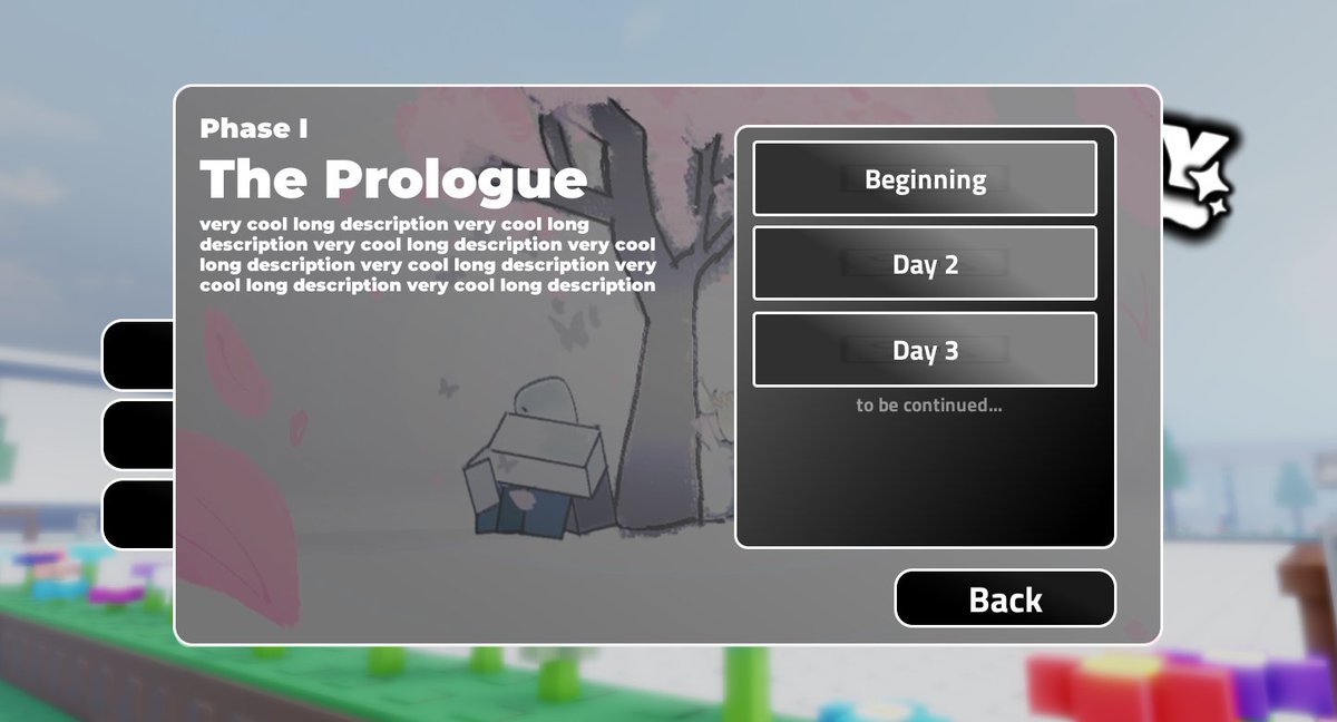 DualityNews's tweet photo. ☆ NEWS  ☆

qwok is working on a start-from checkpoint option so you can choose where to begin (Beginning / Day 2 / Day 3) if you left early and don’t want to replay everything.

#DualityRoblox #Duality #ROBLOX https://t.co/vvn5ZxgnWo