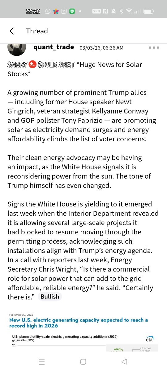 FiddlerFigs's tweet photo. @MaxnFuckingPain Is this where Trump administration starts to promote Solar.. 🤞  @quant_trade message on Stocktwits https://t.co/L4iz1lPglb https://t.co/2oeaSs2Z9u
