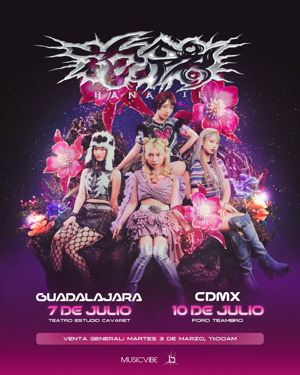 AsiaStage's tweet photo. HANABIE. el cuarteto de chicas "Harajuku-core", regresa a tierras mexicanas con su mezcla de música hard-core, electro y j-pop. ¡Un espectáculo que no querrás perderte!

¡Los boletos ya están a la venta! Apresúrate y sé parte de éste show lleno de headbanging y glitter 🤘💖 https://t.co/EdkvEwVI2c