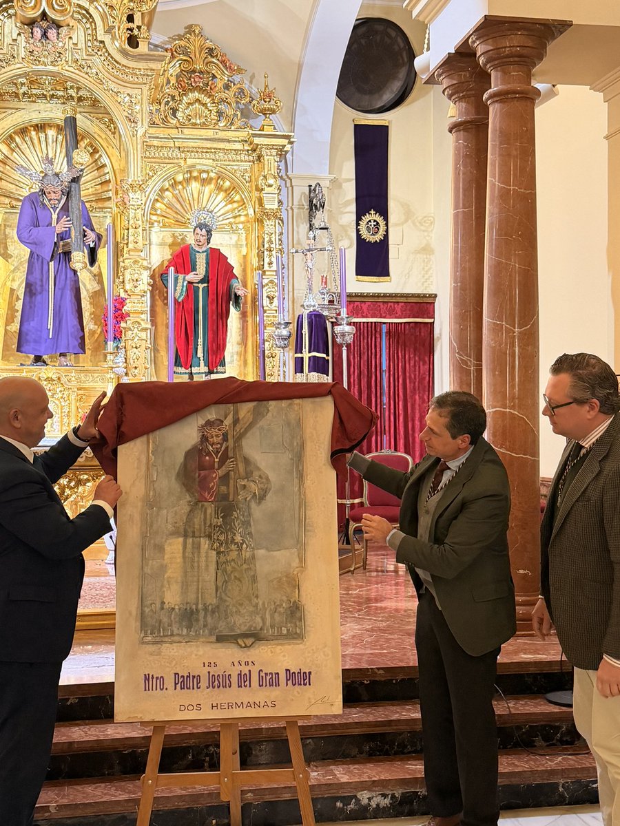 HdadGranPoderDH's tweet photo. Presentados el cartel y el logo del CXXV Aniversario de la hechura del Señor del Gran Poder.
Una obra a la altura de nuestra devoción, fruto del talento de José María Gordillo y Juan Miguel Martín Mena. ¡Felicidades! 
#SeñorDeDosHermanas #125AñosDeDevoción https://t.co/XXdnhYUEXe