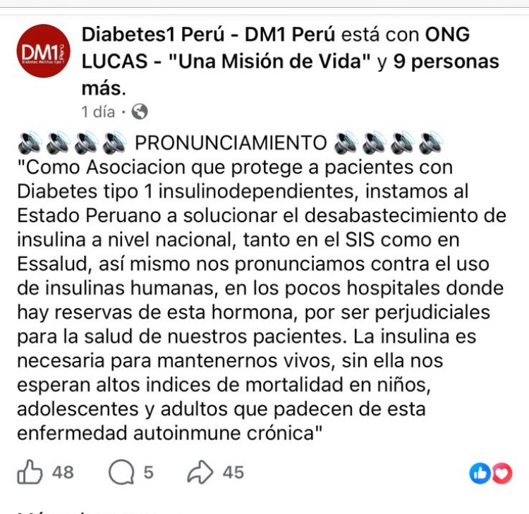 rmapalacios's tweet photo. Esto es muy grave.

@Minsa_Peru y @EsSaludPeru no pueden dejar morir a pacientes insulino dependientes por desabastecimiento.

Su incompetencia tiene un límite. No pueden jugar asi con la vida de niños. https://t.co/H0aNsuBibS