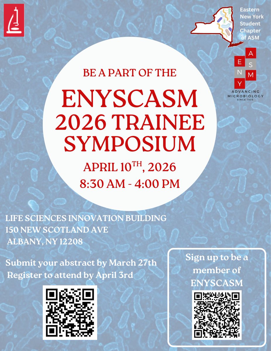 asm_eny's tweet photo. Our Annual Trainee Symposium is back! If you would like to give a talk, present a poster, or just attend to learn, please sign up below! Lunch will be provided. We look forward to seeing you all there!
https://t.co/w5V7Q9Q7QY https://t.co/VeVO5itZdt