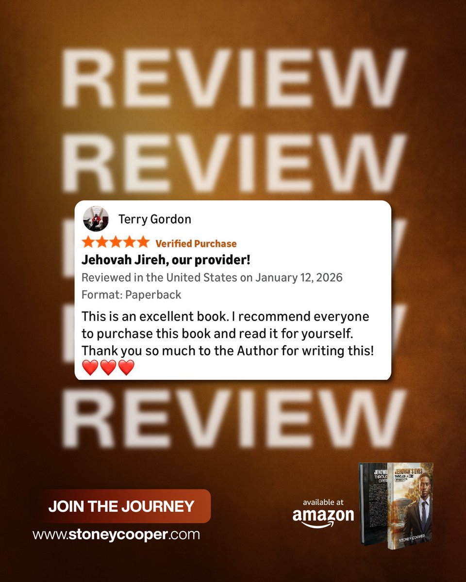 StoneyCooper's tweet photo. Hearing words like this from Terry Gordon truly means more than I can express.
 
Read Jehovah’s Eyes Through a Bus Operator today Available on Amazon: https://t.co/HvZODsTF3T

Grab Your copy: https://t.co/J5s7rmtwNd

#StoneyCooper #JehovahsEyesThroughABusOperator #FaithJourney https://t.co/tT3m9wZKST
