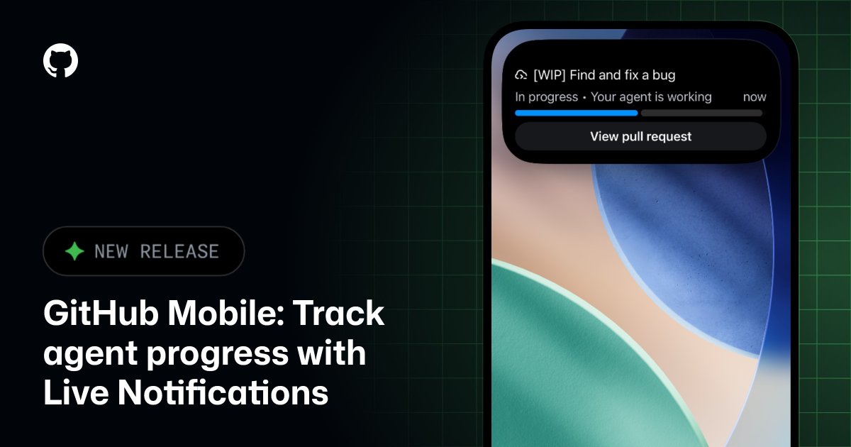 Live Coding Agent Notifications are now on GitHub Mobile. 📱 Get real ...