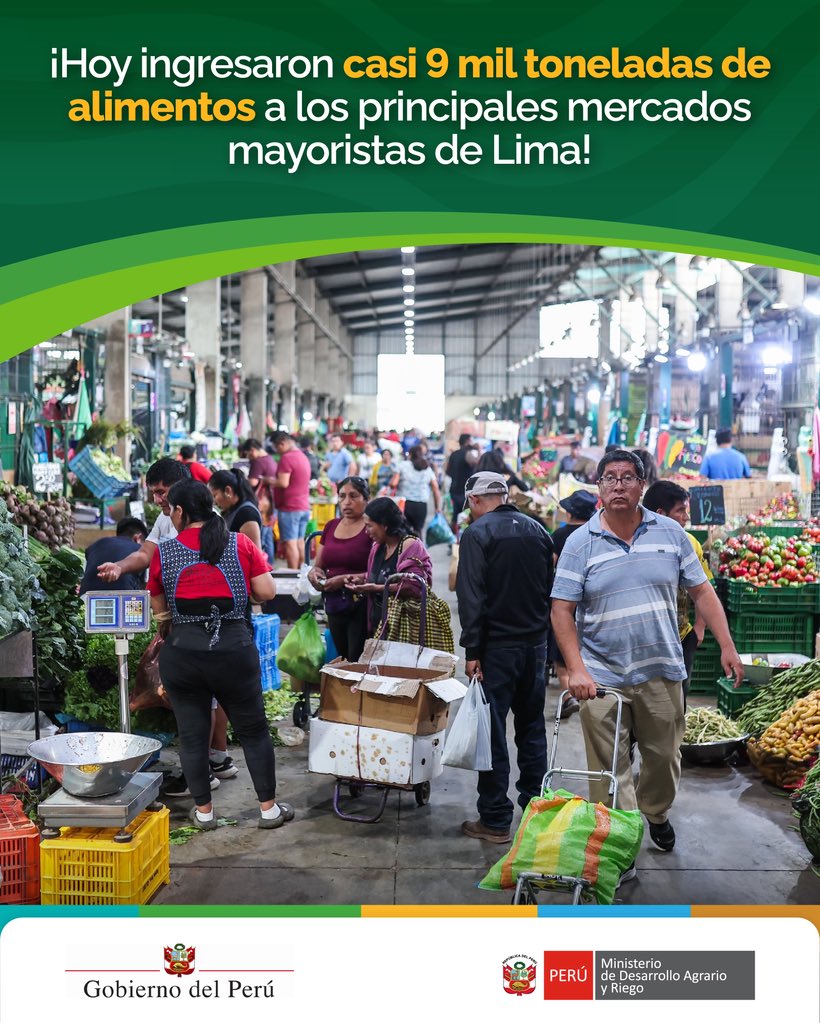 midagriperu's tweet photo. 👨‍🌾👩‍🌾 ¡Nuestros productores continúan asegurando el oportuno abastecimiento de alimentos en mercados mayoristas de la capital. 🥭🍍🥑
Conoce más aquí 👉 https://t.co/11p5C9mugh 
#MidagriPerú 🇵🇪 https://t.co/4TEleeY59b