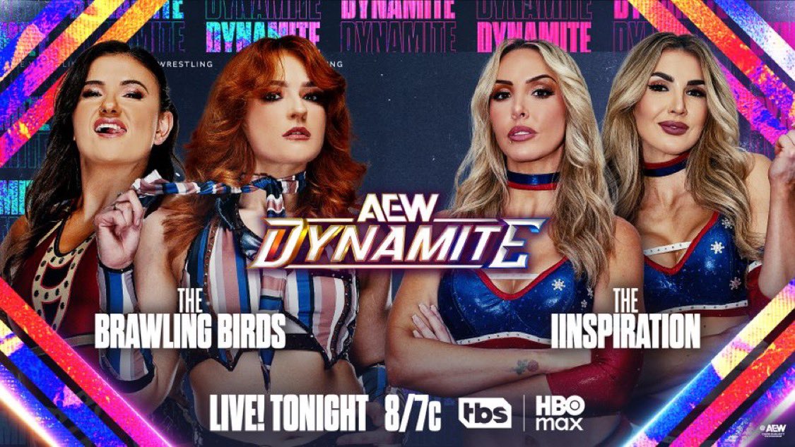 _NotActuallyAEW's tweet photo. #AEWDynamite
8/7c, TBS + HBO Max
TONIGHT!

@/jmehytr/@/HailWindsor vs @/CassieLee/@/JessicaMcKay

The IInspiration made a challenge in Brisbane after their AEW debut + the Brawling Birds answered!

The IInspiration debut on @AEWonTV vs The unbeaten Brawling Birds, TONIGHT! https://t.co/2S5JDrq9lH