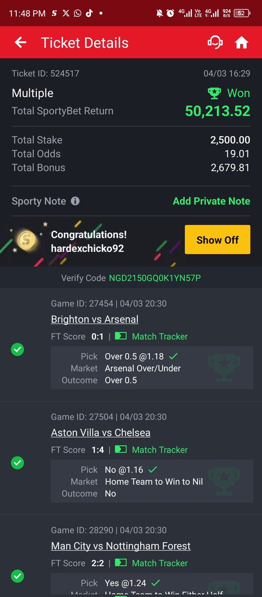 hardex_chicko's tweet photo. @pink_girrll Thanks for tonight 
We pray for more wins next time 
How I wish the 100 odds also boom https://t.co/cHbfMCNAMX