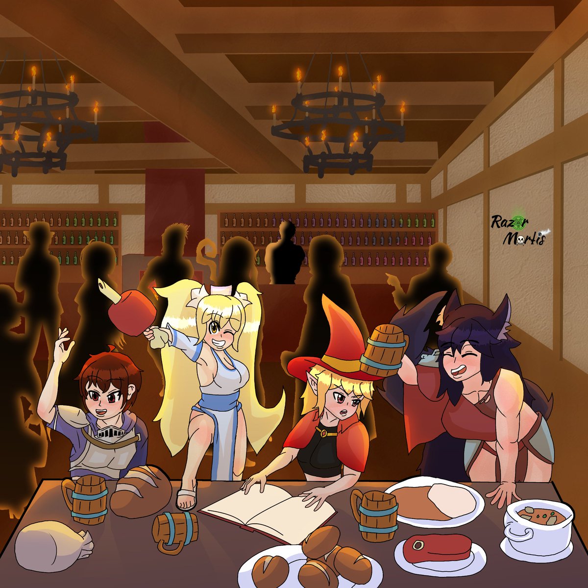 My babies! Ryder the Human Knight son of the Last Hero to defeat a Daughter of the Lich Queen. Rowan the Elf Wizard who is studying the truth behind the Human ArchMage Salomon, Demon Binder and Land Scorcher. Lilly the Halfling Cleric of The Latterdau. 1/2

#OCart #worldbuilding