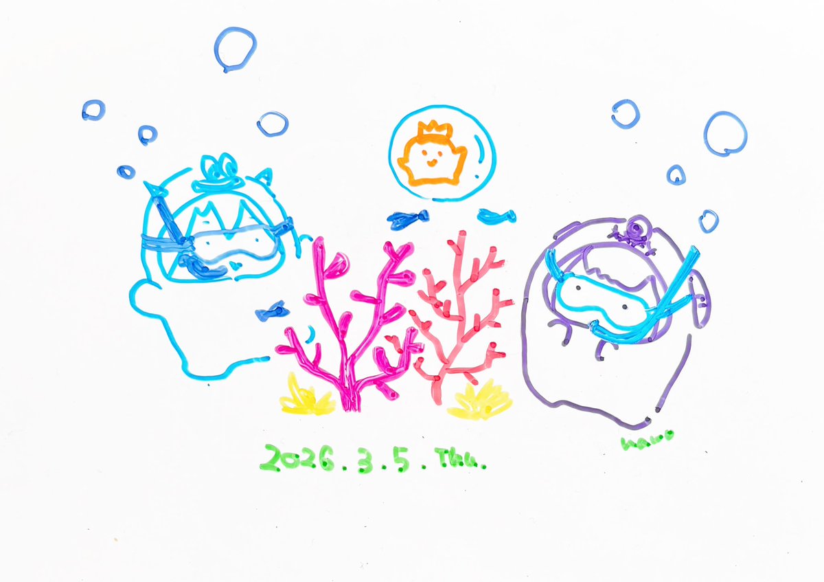 おはようございます🌞木曜日
睡眠不足と花粉で目が…😣
目薬さしてがんばろうー٩( 'ω' )و
↓『サンゴの日🪸』モンちゃんズ🤿
#なをぬのホワイトボード落書き