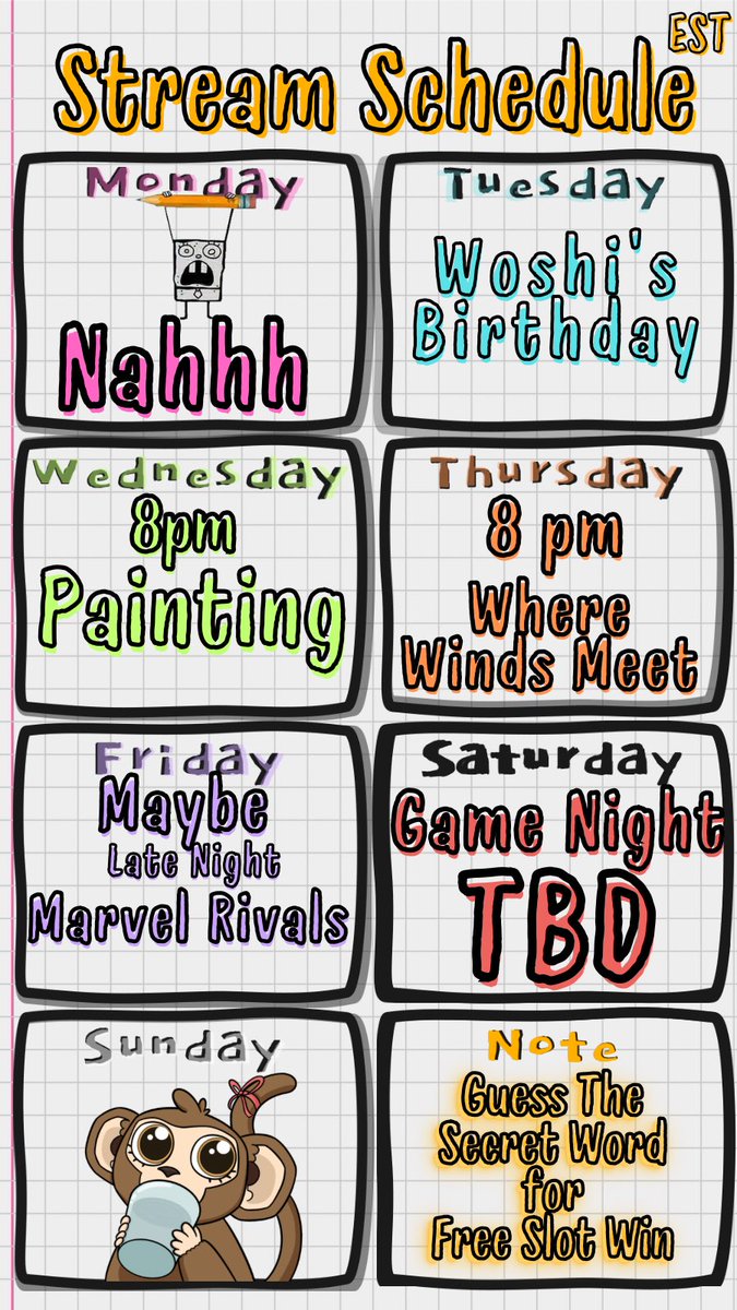 It’s a pretty chill schedule this week 🫶 I hope to see you tonight for some painting!!