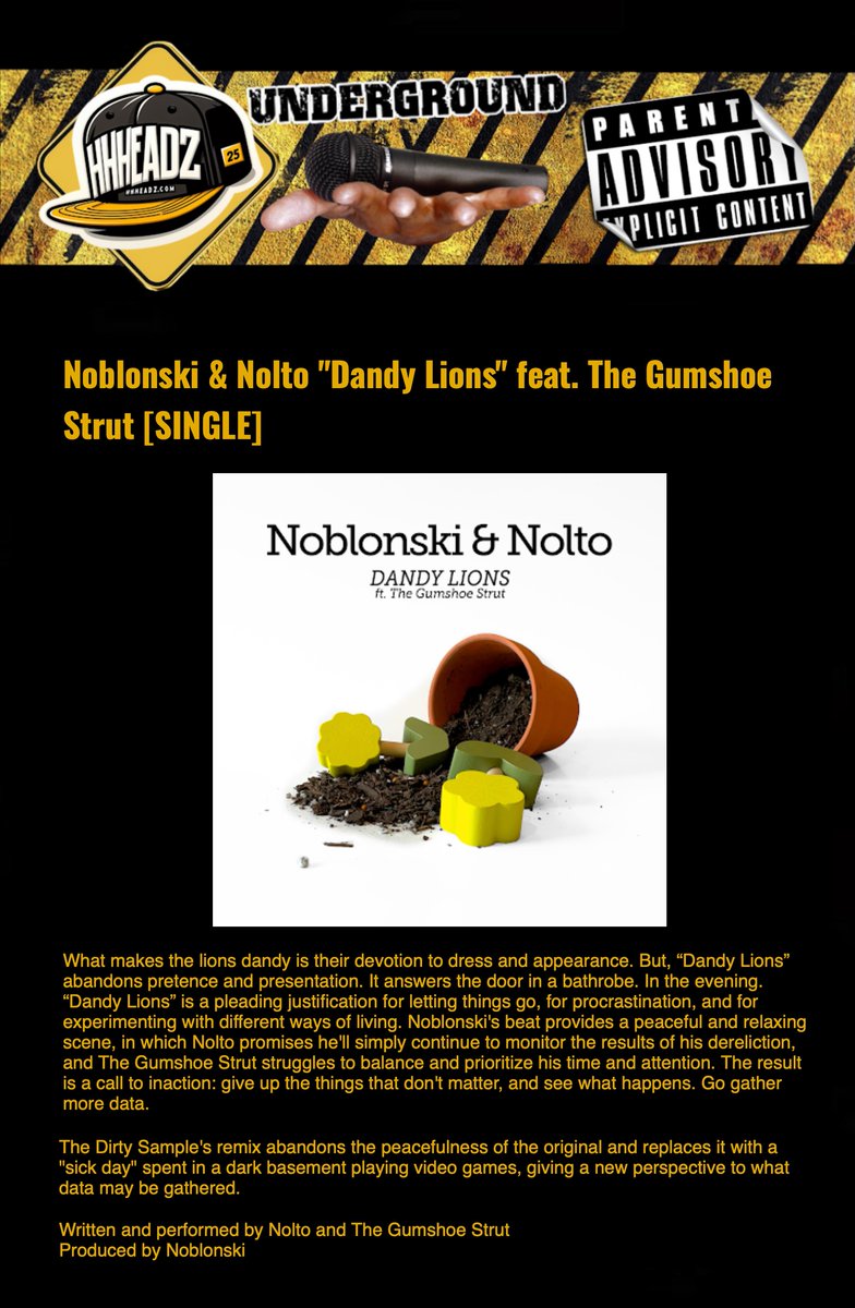 Shout out <a href="/HHHeadzCom/">HHHeadz.com</a> for sharing Noblonski &amp; <a href="/Nolto45/">tTyler nNolto</a>'s new single, "Dandy Lions", featuring <a href="/TheGumshoeStrut/">The Gumshoe Strut</a>...

hhheadz.com/2026/03/noblon…