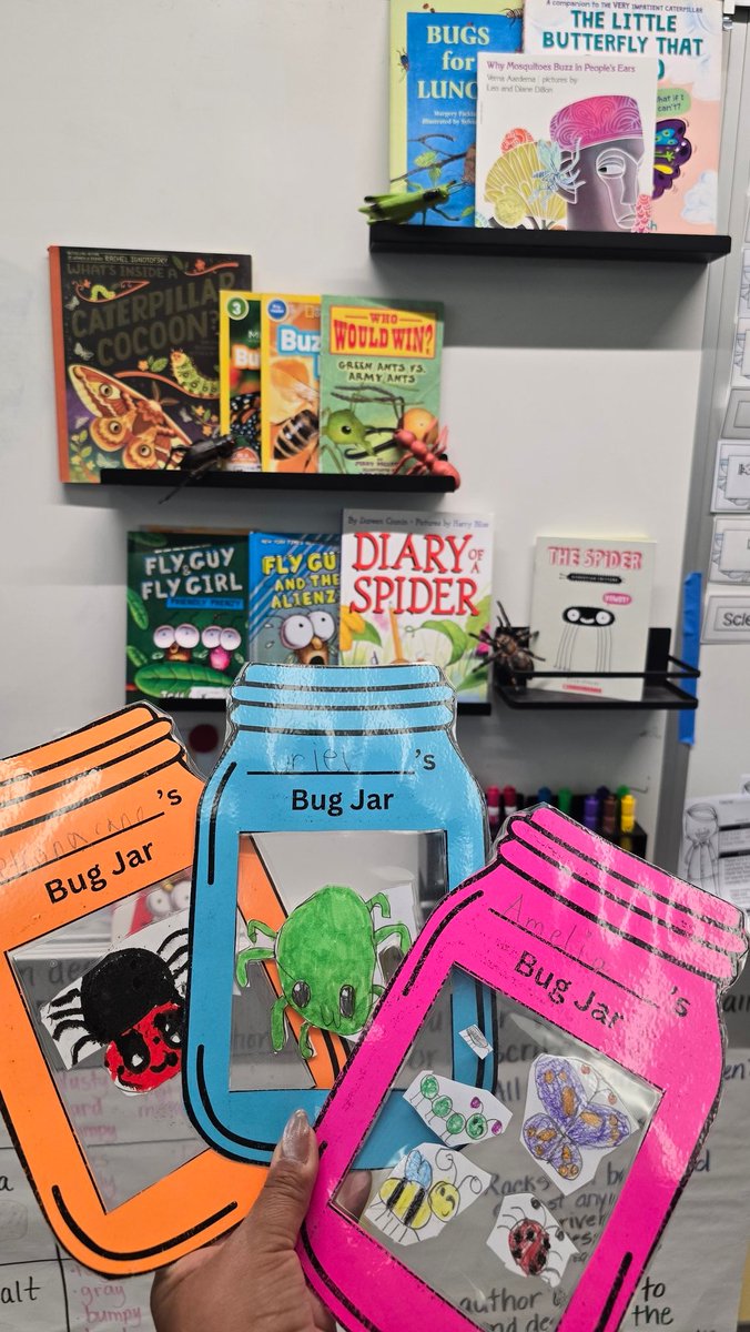 jcae2008's tweet image. Today's classroom book theme for #ReadAcrossAmerica was bugs! Displayed a selection of both non fiction and fiction books for them to enjoy. Read two books to them, shared a yummy treat and caught some bugs! 🐜🐛🦗🦟🪳🐞🕷
#ClassroomVibes