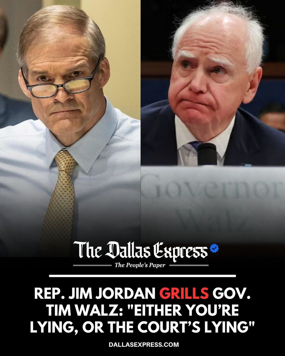 HEATED CLASH IN CONGRESS: Rep. <a href="/Jim_Jordan/">Rep. Jim Jordan</a> accuses <a href="/GovTimWalz/">Governor Tim Walz</a> of misleading the public over a nonexistent court order in Minnesota’s $250M Feeding Our Future fraud scandal.

Jordan presses Walz on why payments to the nonprofit resumed in 2021 despite fraud red flags—Walz blames