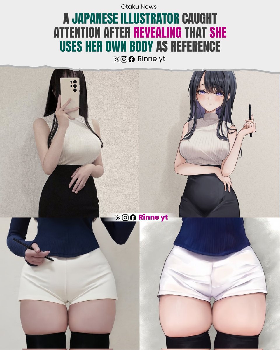 A Japanese illustrator (pensis_x) has caught attention after sharing a behind-the-scenes look at how she creates her work. Rather than hiring models or searching for stock images, she becomes her own reference. By posing, adjusting lighting, and photographing herself from