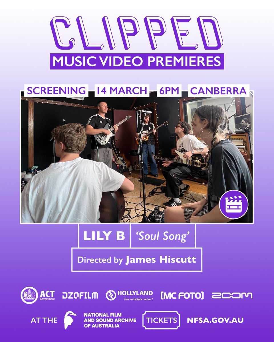 CLIPPEDTV's tweet photo. Music video ‘Soul Song’ by LILY B will premiere on the big screen at @CLIPPEDTV Music Video Premieres at @NFSAonline Sat 14 March 6pm 🎥
🎟️ https://t.co/6zvcTbRfNv
@Canberra @ScreenCanberra @MusicAct @ourANU @HerCanberra ❤️ https://t.co/yxEaajX93o