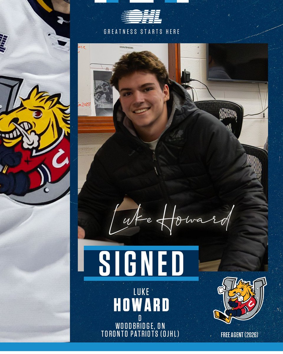 OHLHockey's tweet photo. Another player added to the saddle 🤠

The @OHLBarrieColts have signed Luke Howard to an #OHL Scholarship &amp; Development Agreement.

DETAILS 🗞️: https://t.co/uc4wNXJcjH https://t.co/R9YKPiYq52