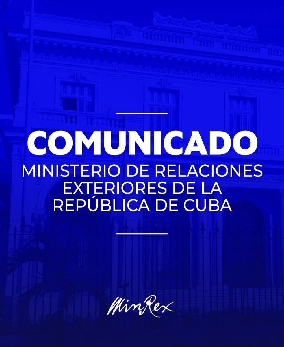 🇨🇺🇪🇨 El Ministerio de Relaciones Exteriores de Cuba rechaza en los términos más enérgicos la decisión arbitraria e injustificada del gobierno del Ecuador, de expulsar a todo el personal de la Embajada cubana en ese país.

🔗cubaminrex.cu/es/comunicado-…