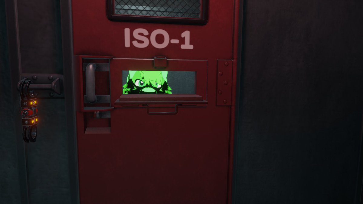 “I swear I didn't do anything wrong!! I want a lawyer!!” (Little taidum was arrested for spying on the wrong locker rooms  ¿Do you release him or leave him locked up? =w=)

#VRChat || #VRChatPhotography || #furry