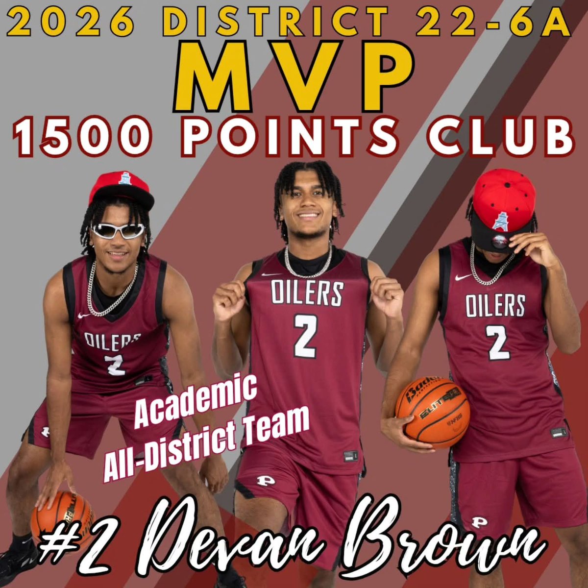 DevansMama's tweet photo. Congrats to @DevanBrown2026 for being voted unanimous MVP for District 22-6A 

1st in team scoring (17.3), 2nd in rpg (5.5), 3rd in apg (2)

Also, reached the 1,500 career points milestone.
 @PlandHoops @AllNOneSports1
#MVP #District226A @PearlandISD @drdavis111 @PearlandHSsport https://t.co/WFCzTz20mo