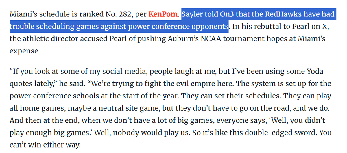 MattBrownEP's tweet photo. Salyer is right, and tomorrow morning, I'll prove it. 

Miami absolutely tried to get better games on their out of conference schedule. https://t.co/34uJU7d7NL