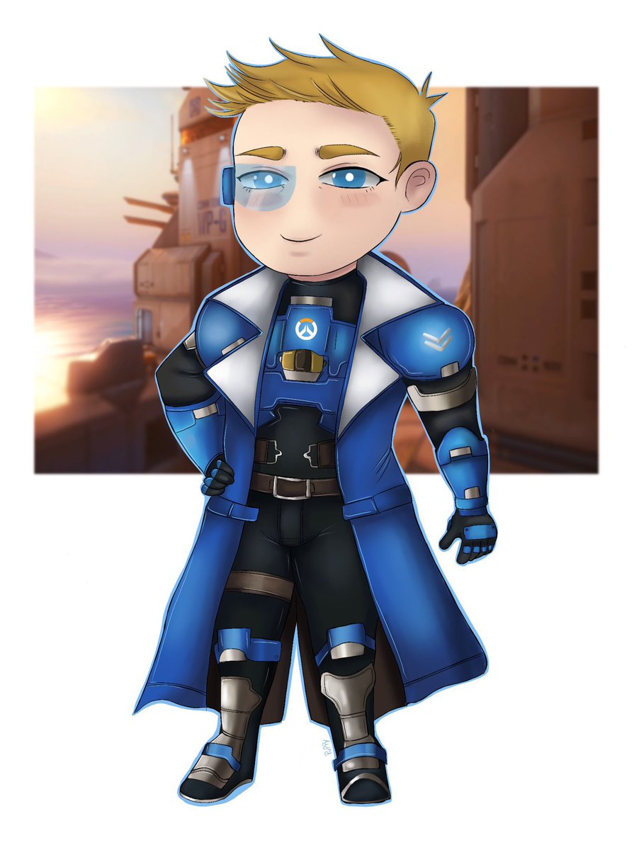 puppy2476's tweet photo. strike commander chibi  
#soldier76 #jackmorrison #Overwatch https://t.co/uFmH98GW9K